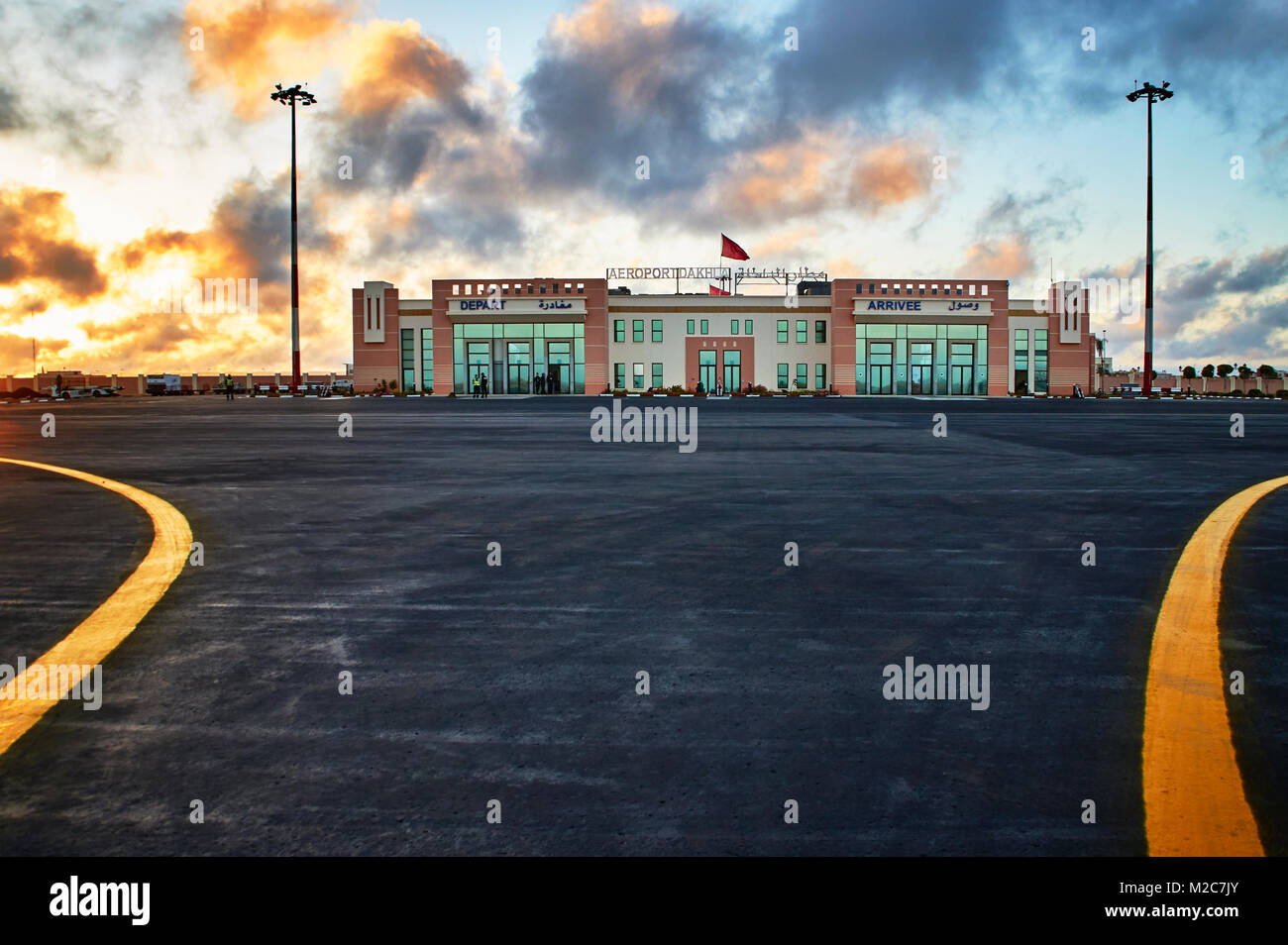 Il decollo a Dakhla aeroporto, Royal Air Moroc Foto Stock