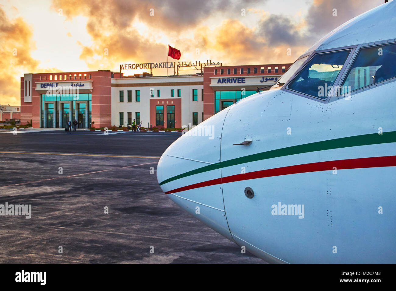 Il decollo a Dakhla aeroporto, Royal Air Moroc Foto Stock