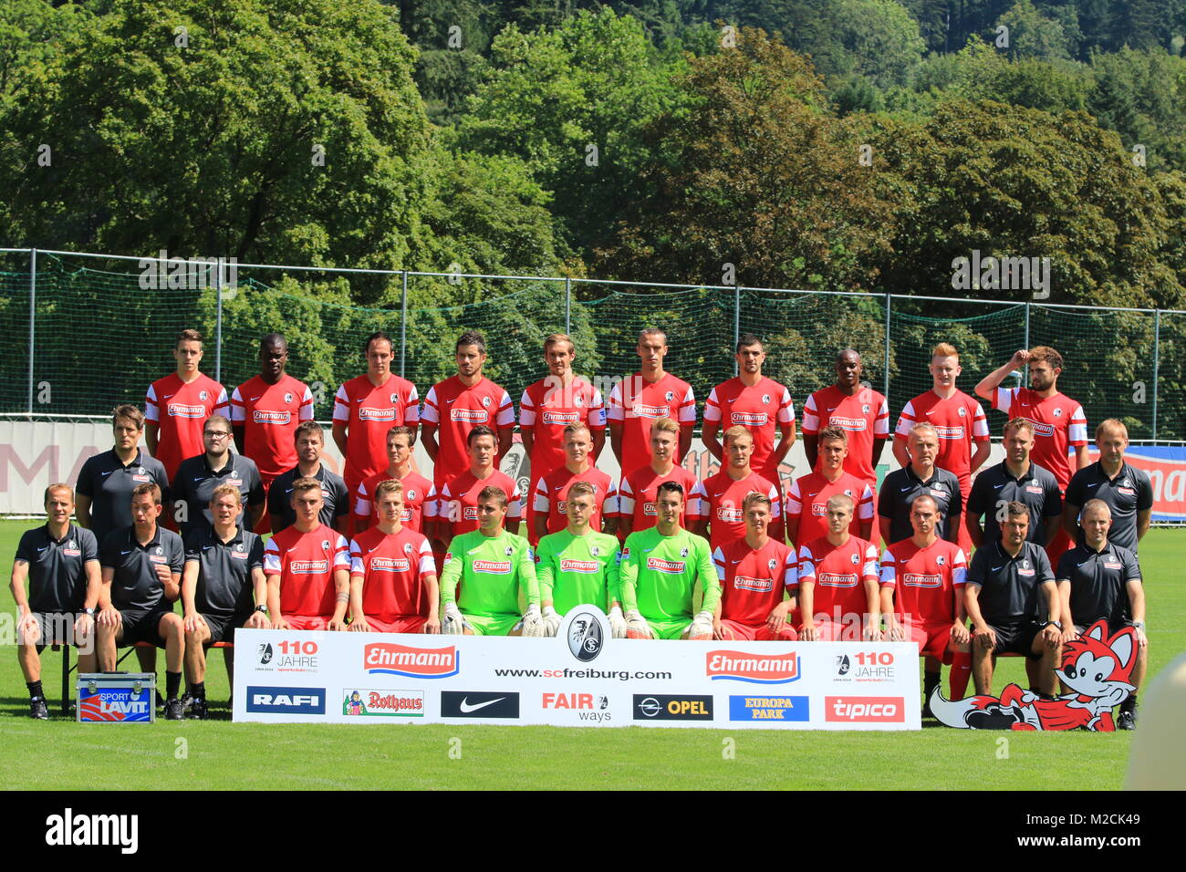 Mannschaftsfoto SC Sportclub Freiburg vor der Saison 2014/15, 1. Fußball Bundesliga- Foto Stock