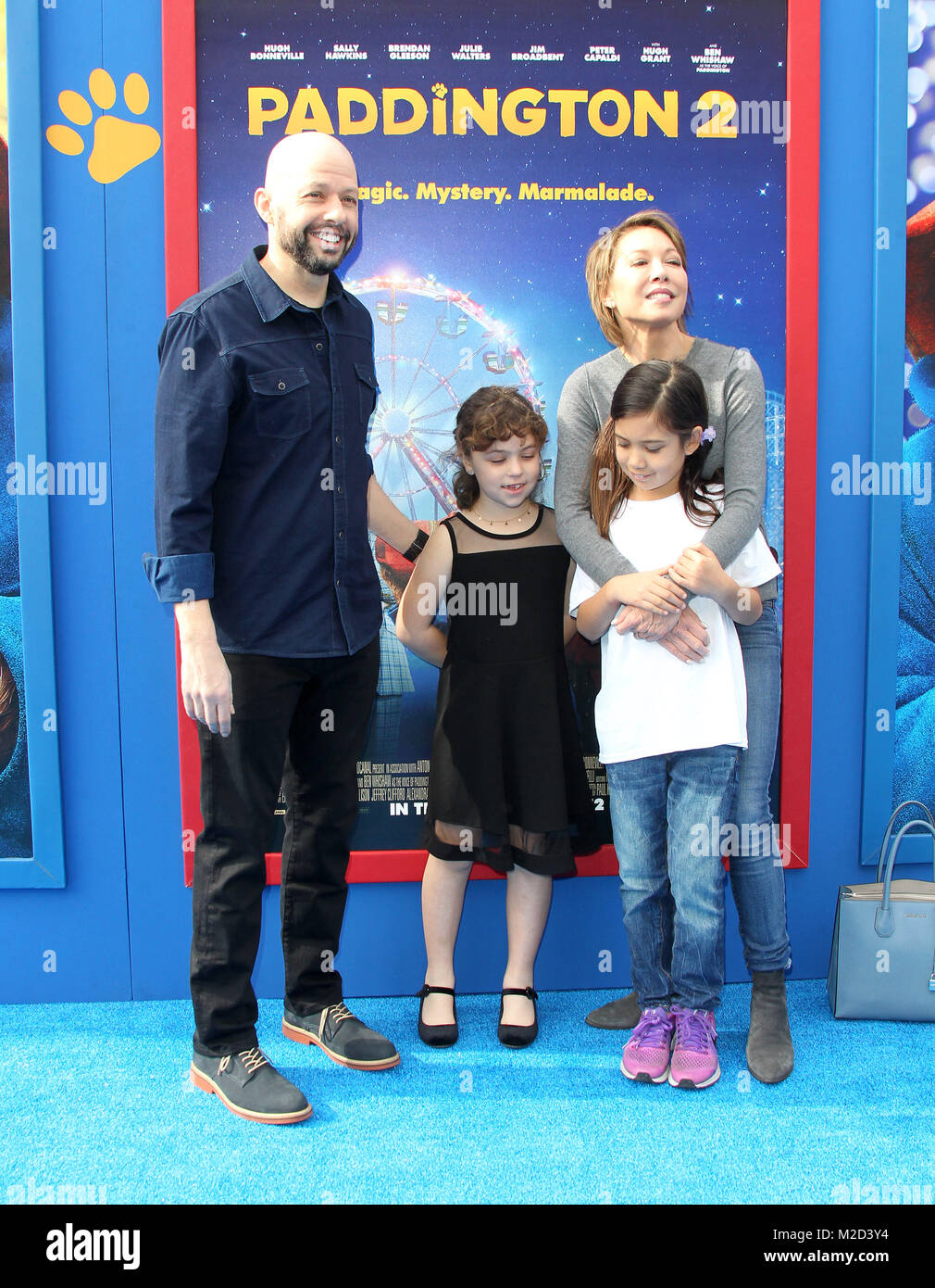 "Paddington 2' - Premiere al Regency Village Theatre dotato di: Jon Cryer, moglie Lisa Joyner, figlia Daisy Cryer dove: Los Angeles, California, Stati Uniti quando: 06 Gen 2018 Credit: Adriana M. Barraza/WENN.com Foto Stock