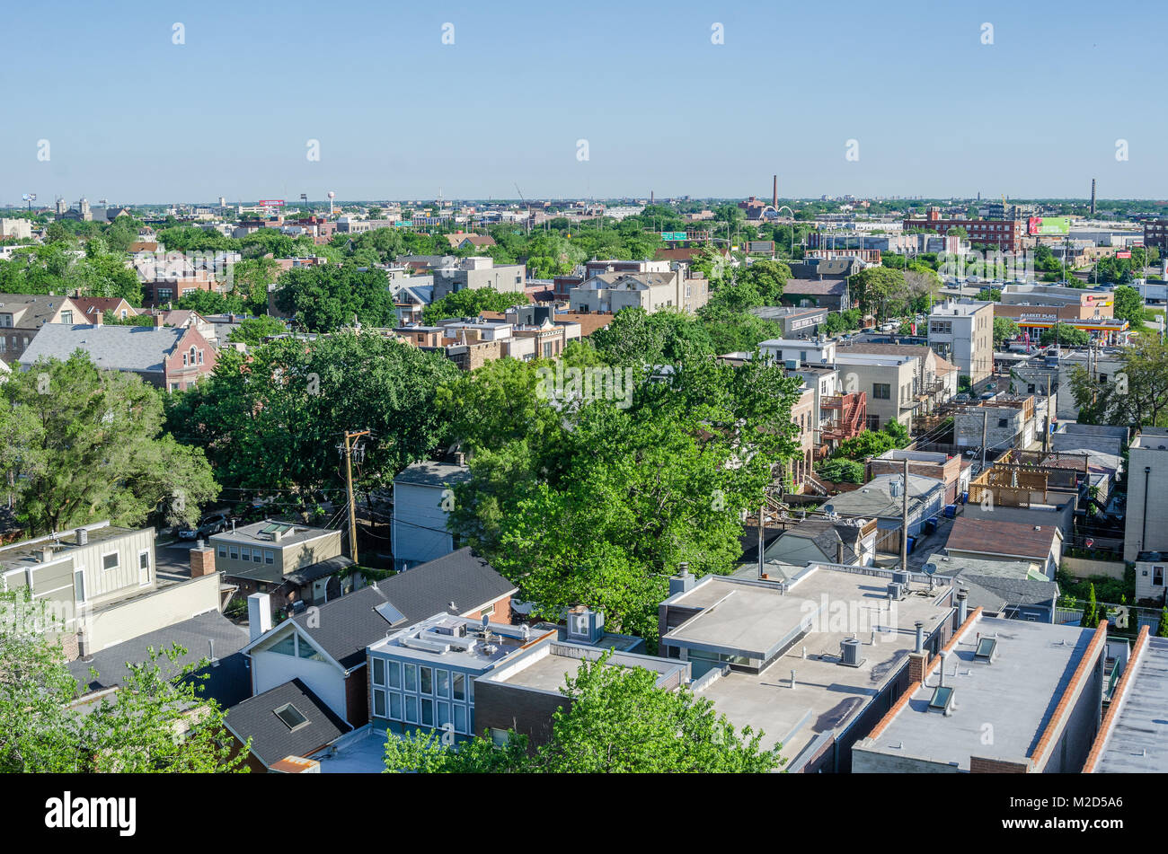 Vista aerea della parte ovest della città, Bucktown, e Wicker Park. Foto Stock