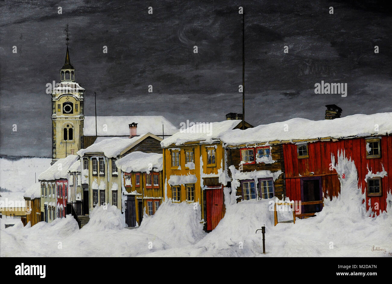 Harald Sohlberg (1869-1935). Pittore norvegese. Strada di Roros in inverno, 1903. Galleria Nazionale. Oslo. La Norvegia. Foto Stock