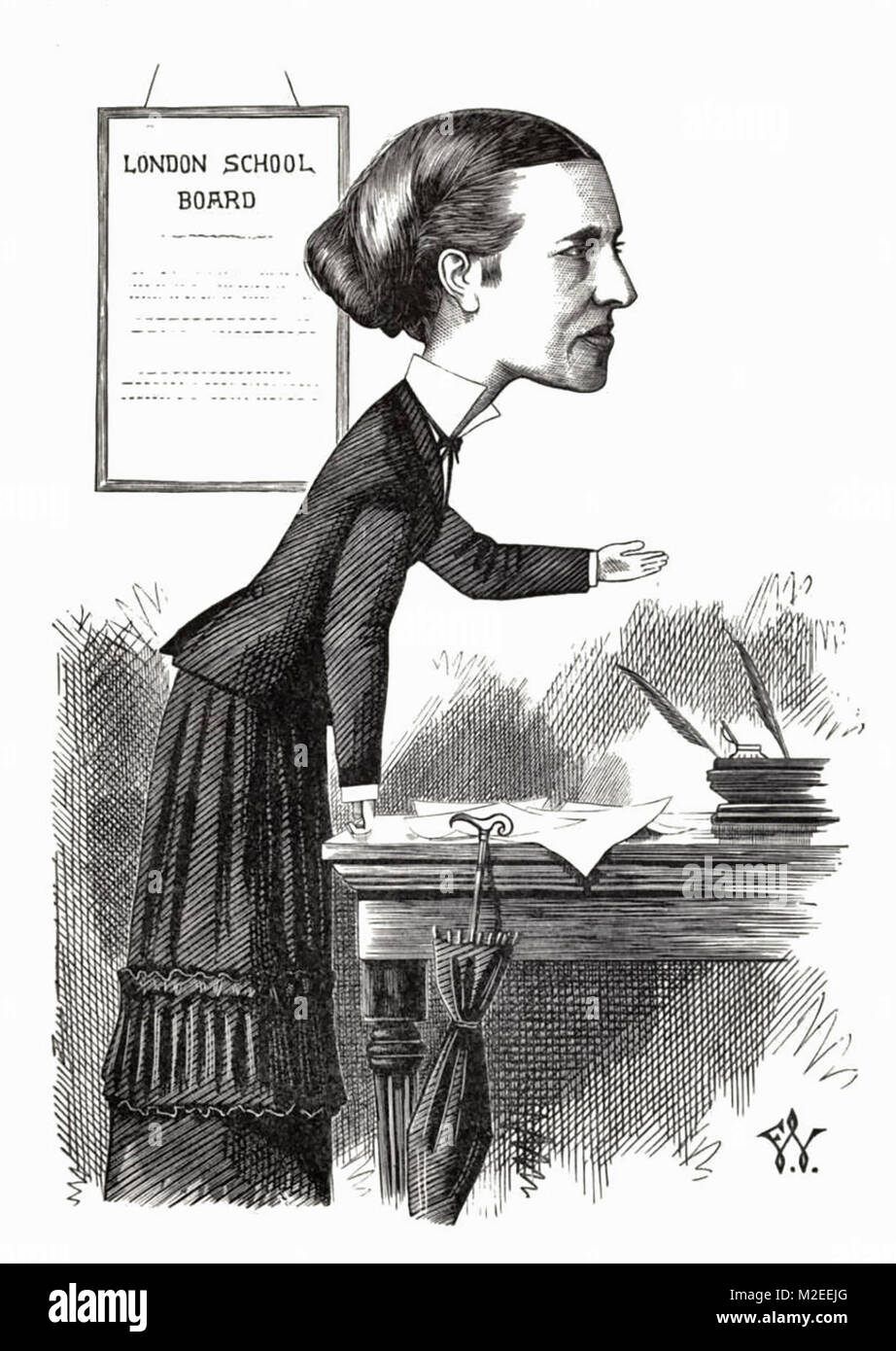 La caricatura di Elizabeth Garrett Anderson, M.D., 1873 Foto Stock