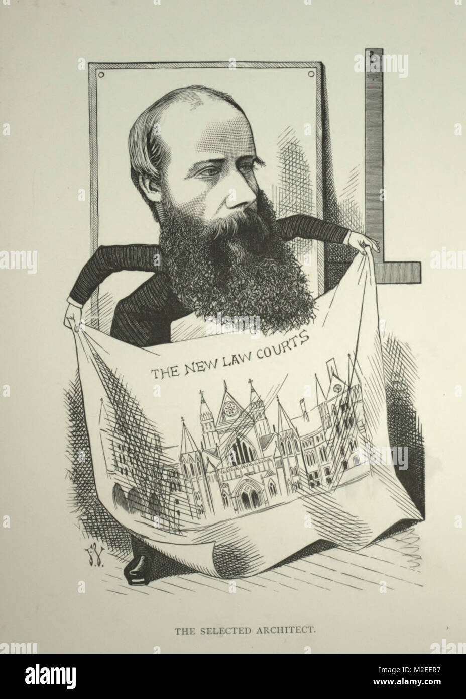 La caricatura di G E Street, RA, architetto Foto Stock