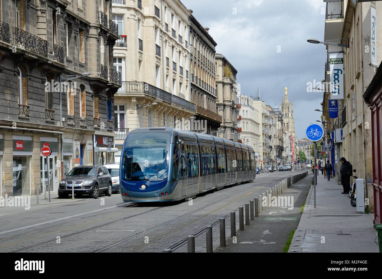 Moderno tram della città antica Bordeaux Foto Stock