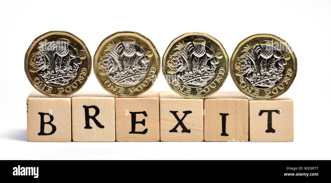 Brexit British pound monete commerciali Nozione di accordo Foto Stock