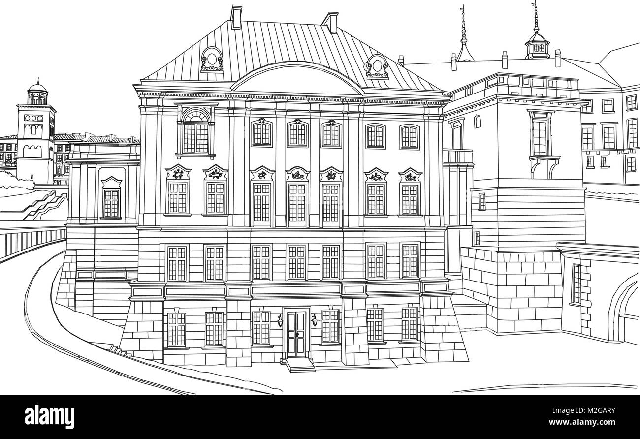 Il palazzo reale del XVIII secolo. " Il Palazzo Copper-Roof." La facciata est. Il vecchio quartiere della città. Varsavia POLONIA. Illustrazione Vettoriale