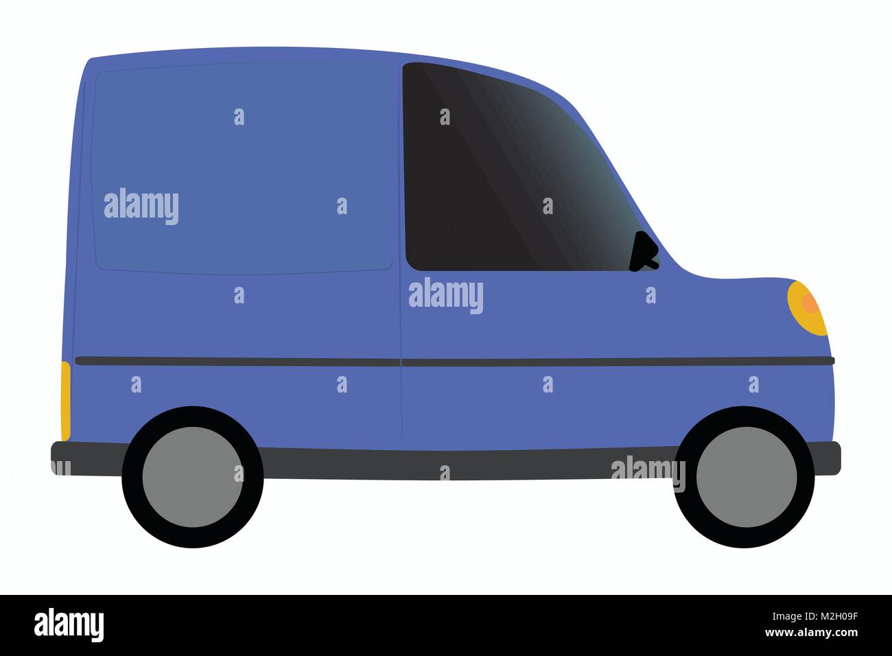 Illustrazione del veicolo multiuso in blu, vettore di minivan per la consegna di merci piccole/ tetto alto veicolo per il trasporto di alimenti e prodotti/ MUV Illustrazione Vettoriale