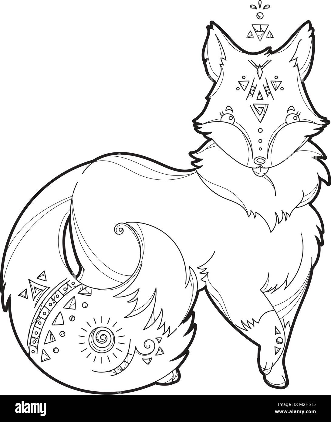 Immagine vettoriale di un grazioso design fox isolato su uno sfondo bianco. Animale selvatico con la Geometria Sacra Illustrazione Vettoriale
