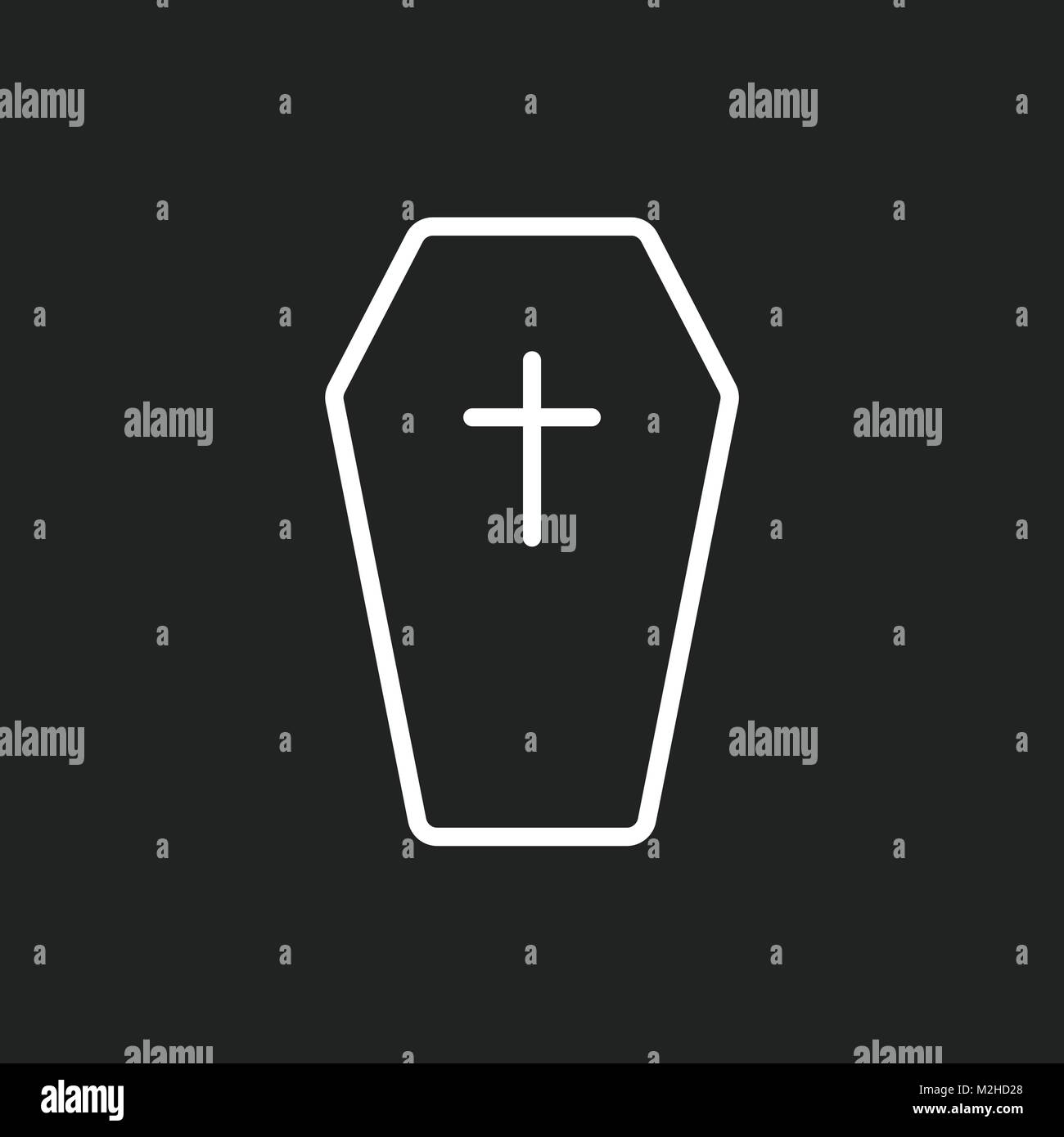 Tomba di Halloween icona in stile linea. Pietra tombale illustrazione vettoriale. Lapide Rip Icona piatta. Illustrazione Vettoriale