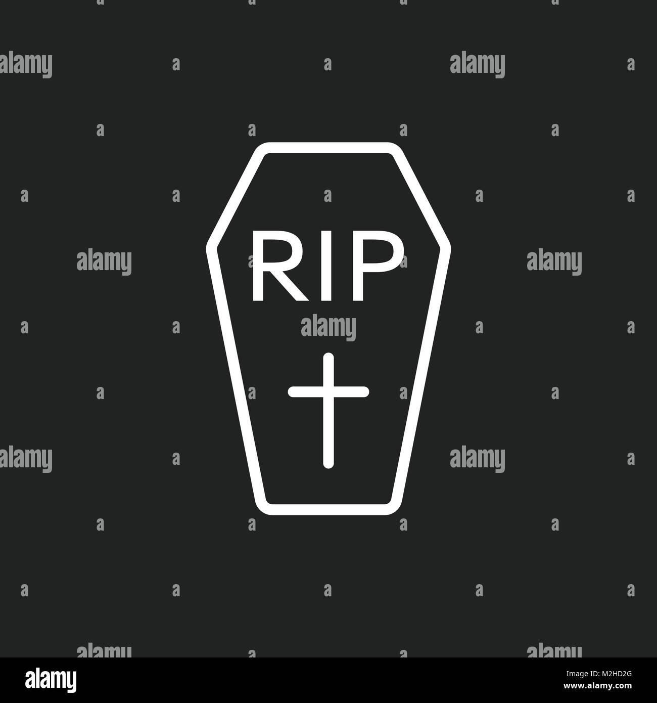 Halloween icona grave. Pietra tombale illustrazione vettoriale. Lapide Rip Icona piatta. Illustrazione Vettoriale