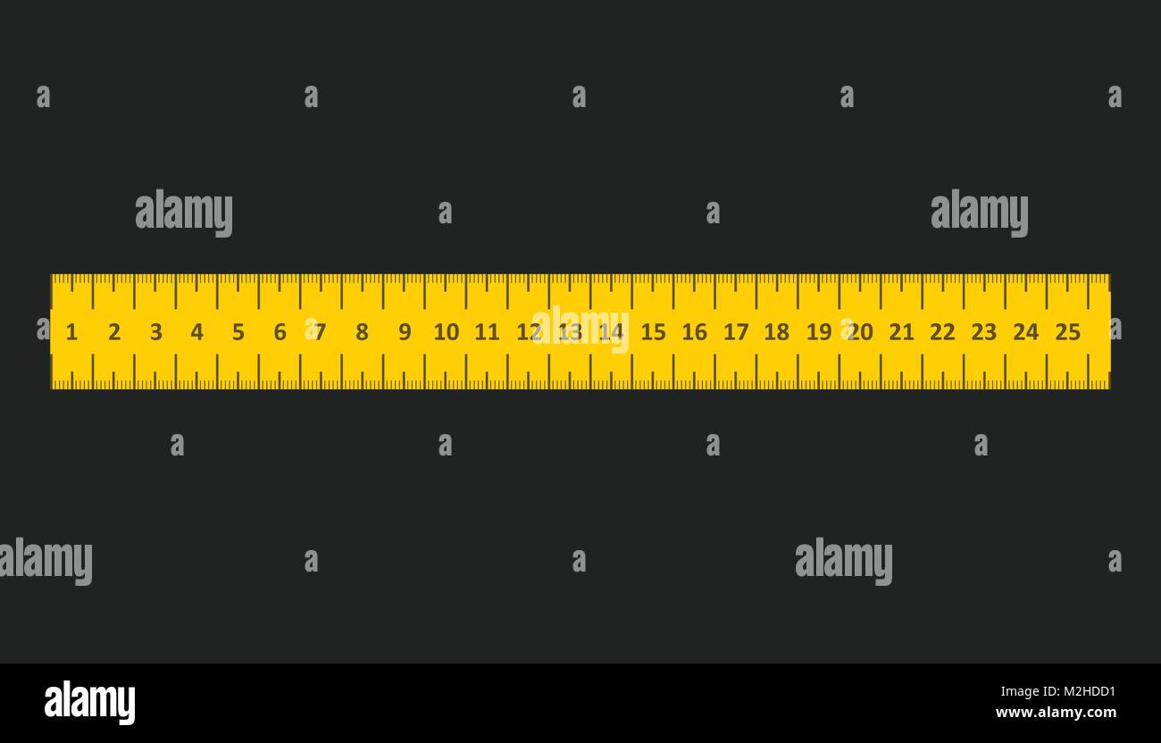 Righello giallo. Strumento di misurazione illustrazione vettoriale. Illustrazione Vettoriale