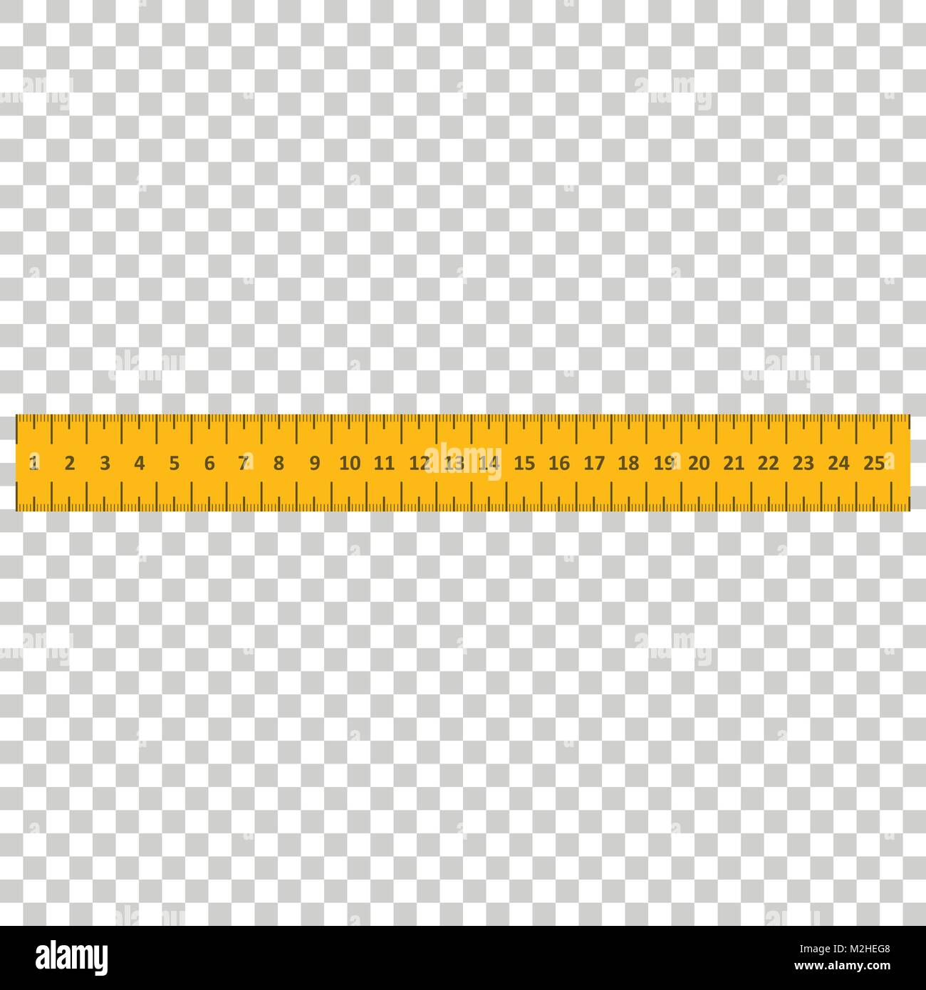 Righello giallo. Strumento di misurazione illustrazione vettoriale. Illustrazione Vettoriale