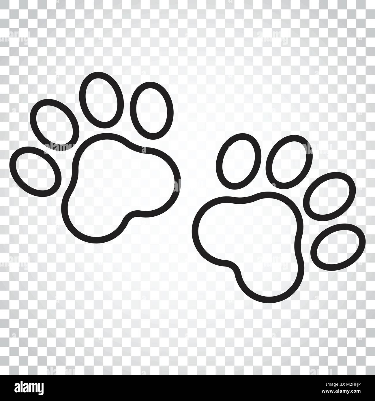 Paw stampa icona vettore in stile linea. Cane o gatto pawprint illustrazione. Silhouette di animali. Semplice concetto di business pittogramma su sfondo isolato. Illustrazione Vettoriale