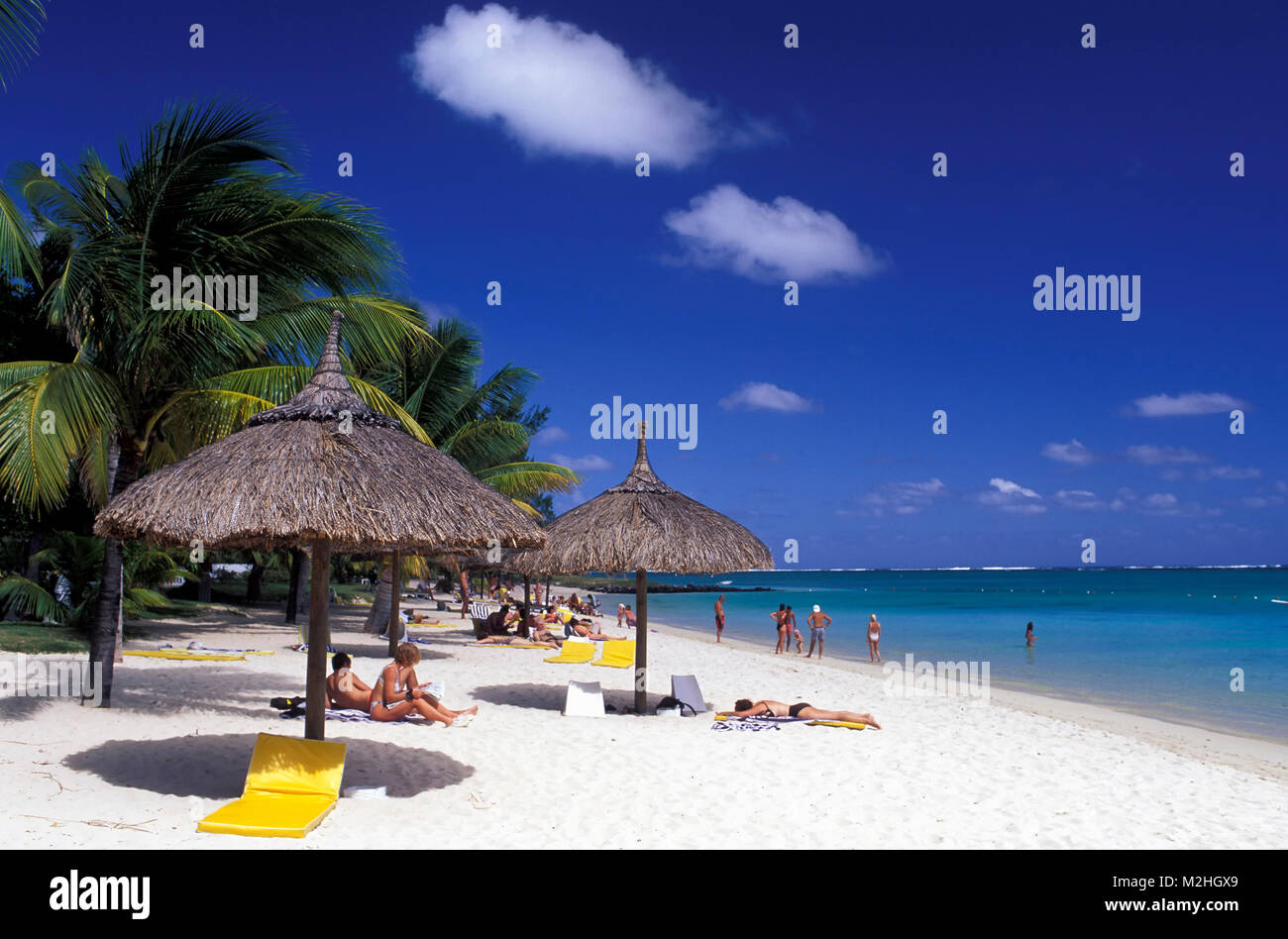 Spiaggia di Le Morne peninsula, a Paradise Resort, Mauritius Foto Stock