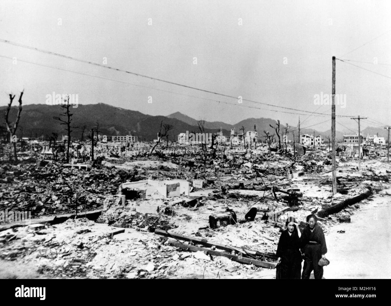 Durante la Seconda guerra mondiale, di Nagasaki, conseguenze della bomba atomica, 1945 Foto Stock