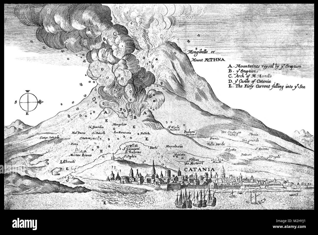 Il monte Etna eruzione, 1669 Foto Stock