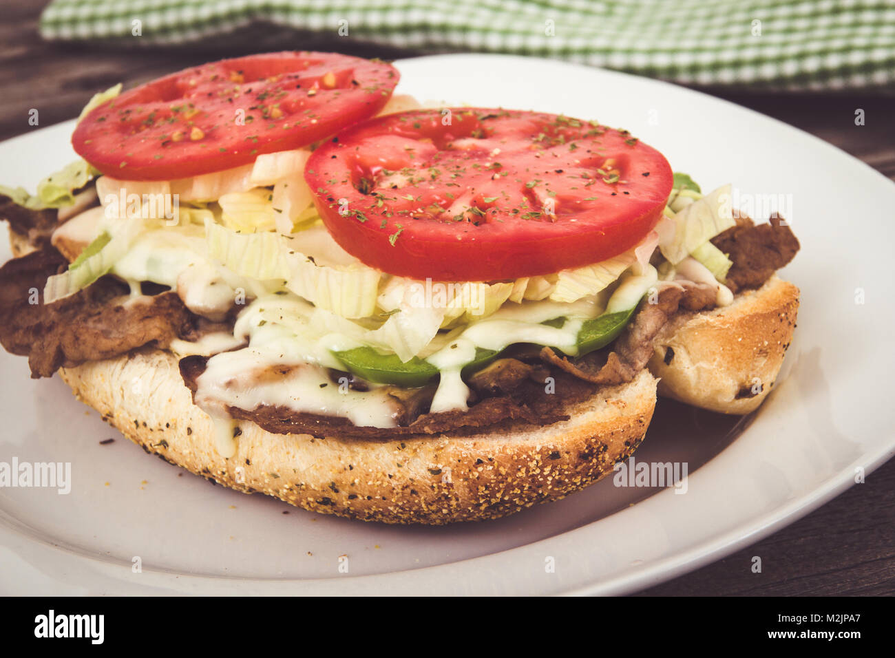 Steak sandwich sub con formaggio Foto Stock