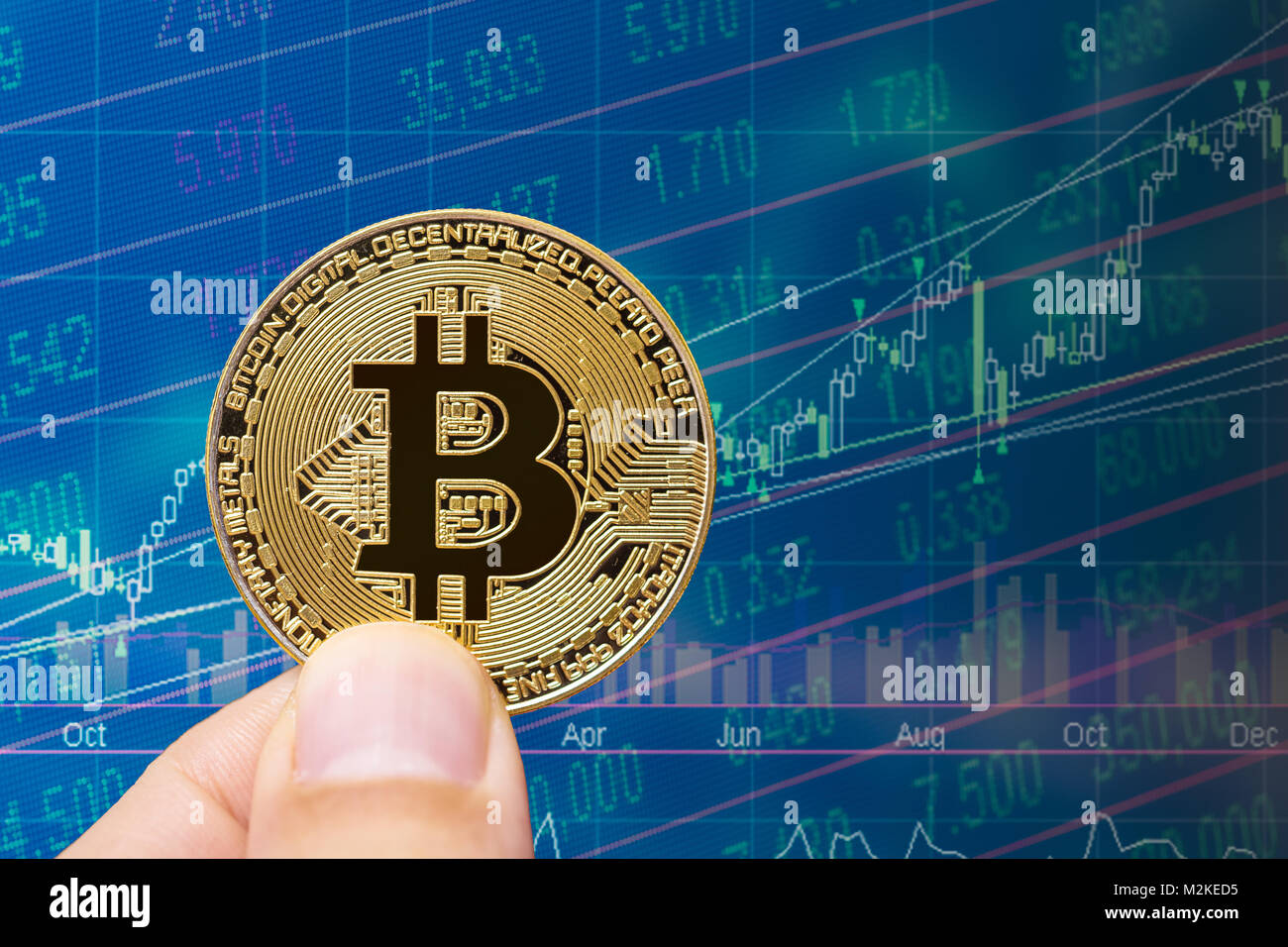 Oro bitcoin con denaro finanziario marketing exchange sfondo digitale Foto Stock