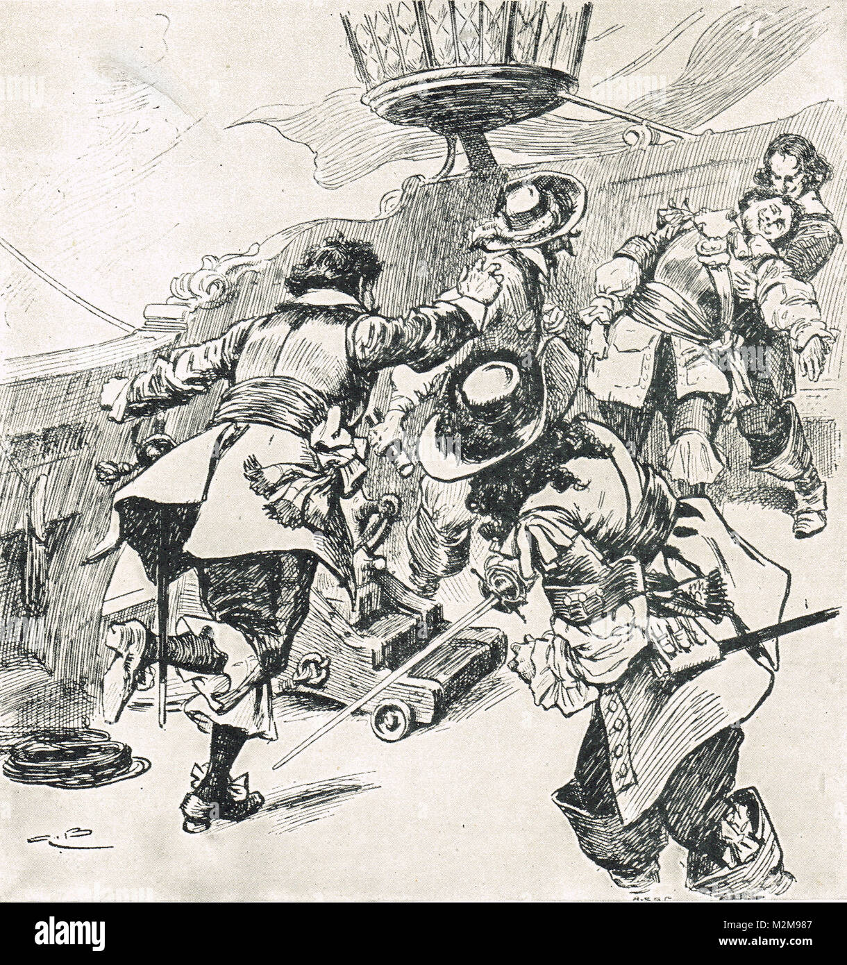 La morte di Maarten Harpertszoon Tromp, 31 luglio 1653 durante la Battaglia di Scheveningen. L'ultima battaglia navale della prima guerra anglo-olandese Foto Stock