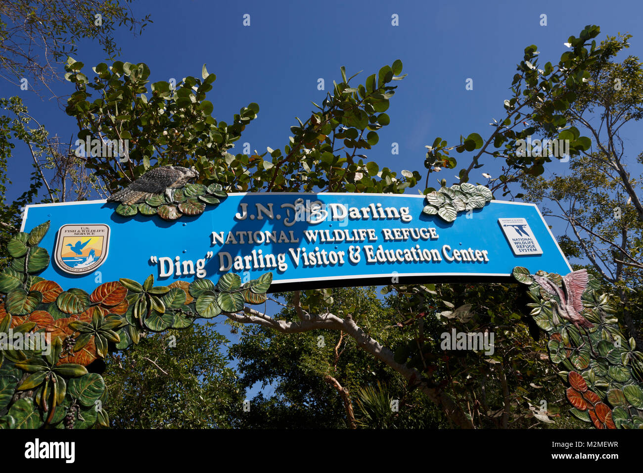 Ingresso segno, J. N. Ding Darling National Wildlife Refuge, Sanibel Island, Florida Foto Stock