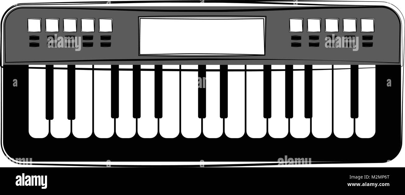 Tastiera a tasti isolati sketch. Strumento musicale Illustrazione Vettoriale