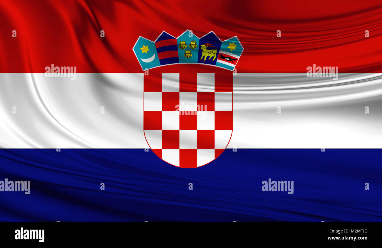 National sventola Bandiera della Croazia su un telo di seta Foto Stock