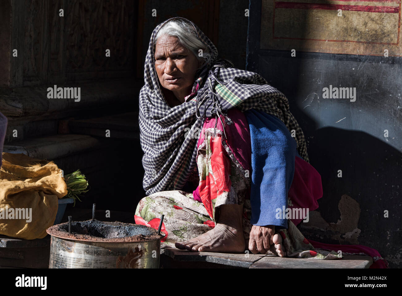 Il mercato vecchio fornitore, Pushkar, Rajasthan, India Foto Stock
