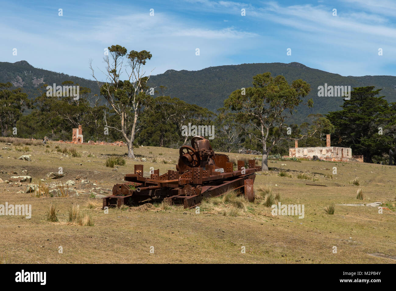 Attrezzature agricole, Darlington, Maria Island, Tasmania, Australia Foto Stock