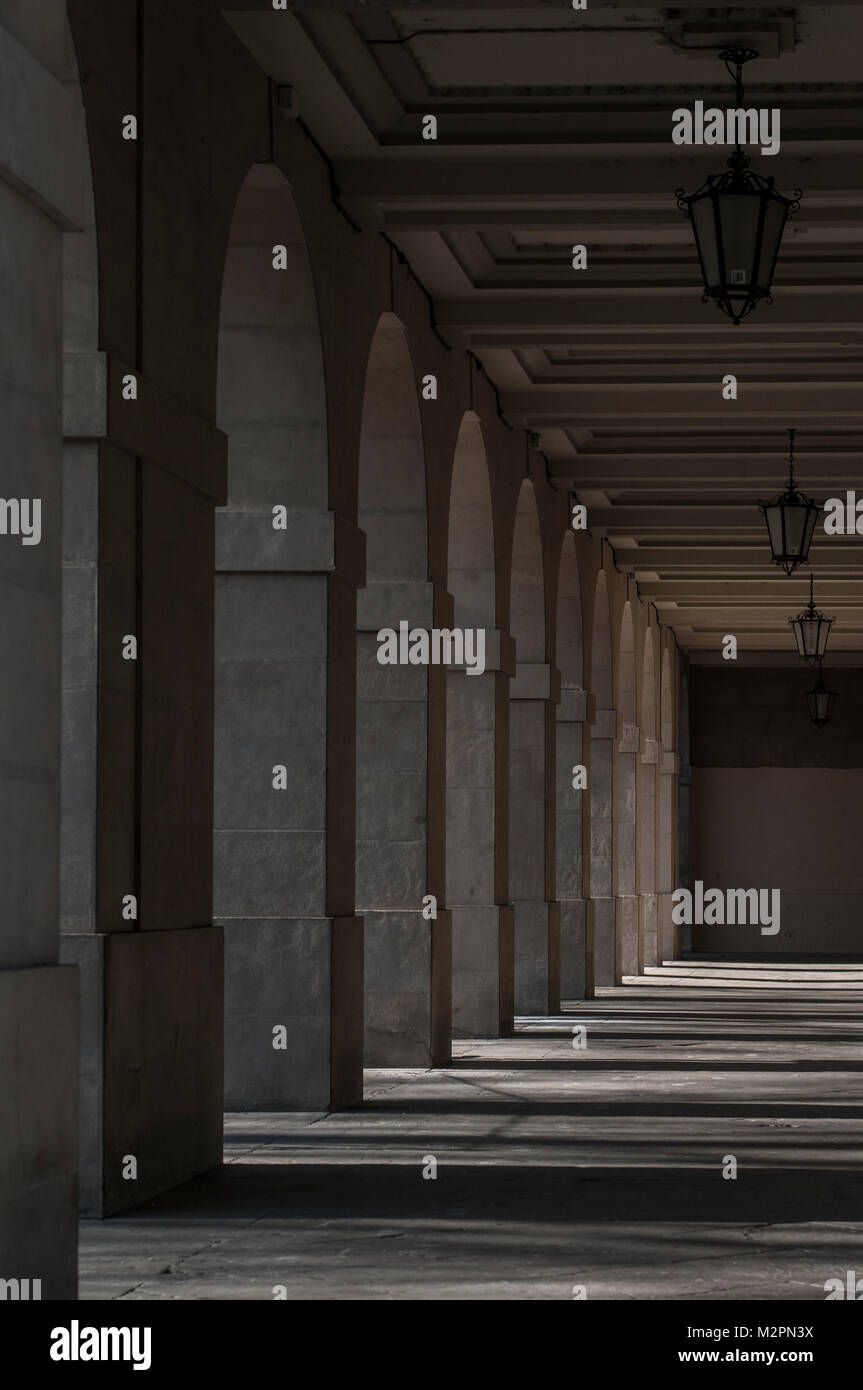 Arcade in Pamplona Foto Stock