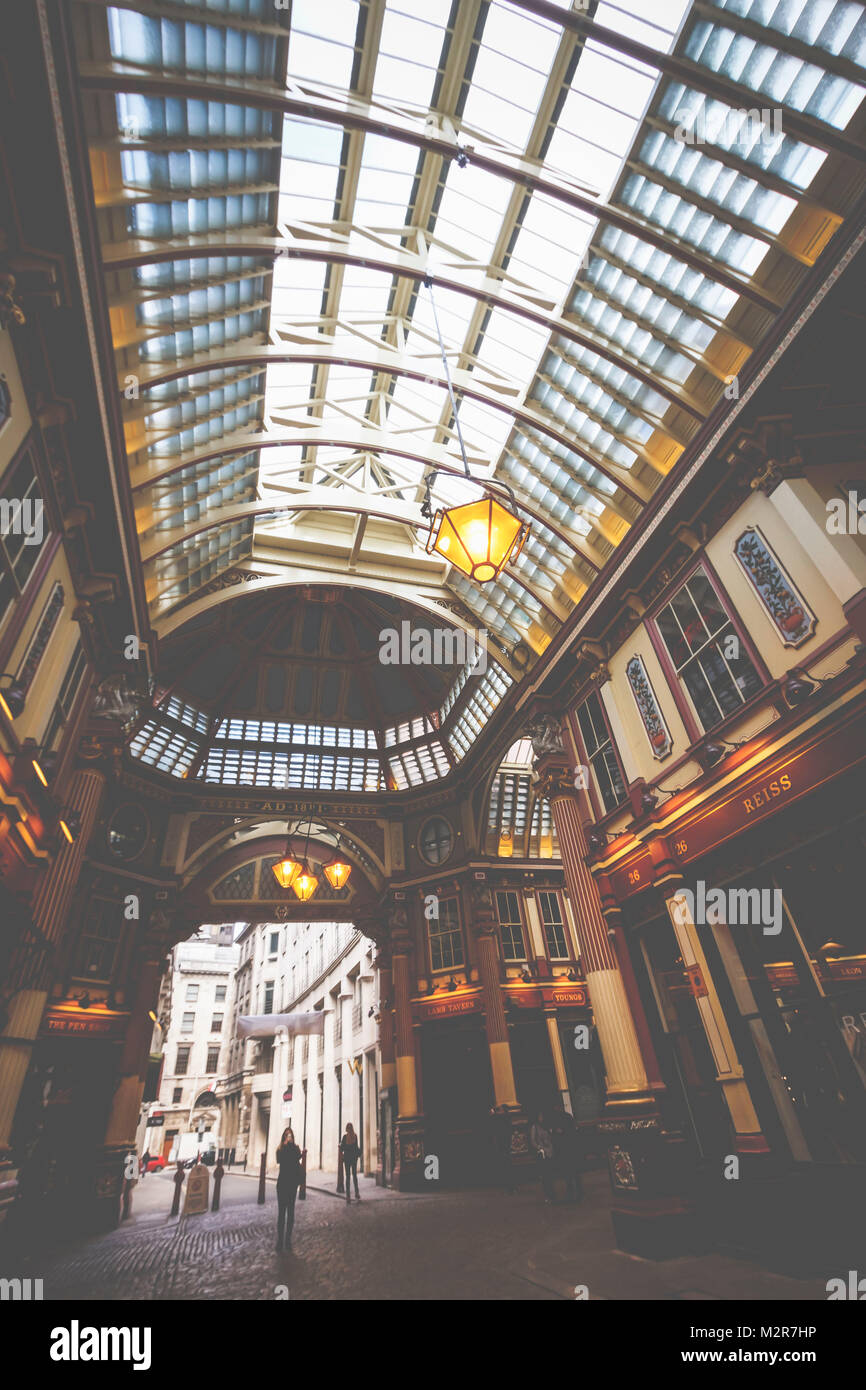 Il mercato Leadenhall - un passaggio nel cuore di Londra, città di Londra, Inghilterra, Gran Bretagna, Foto Stock