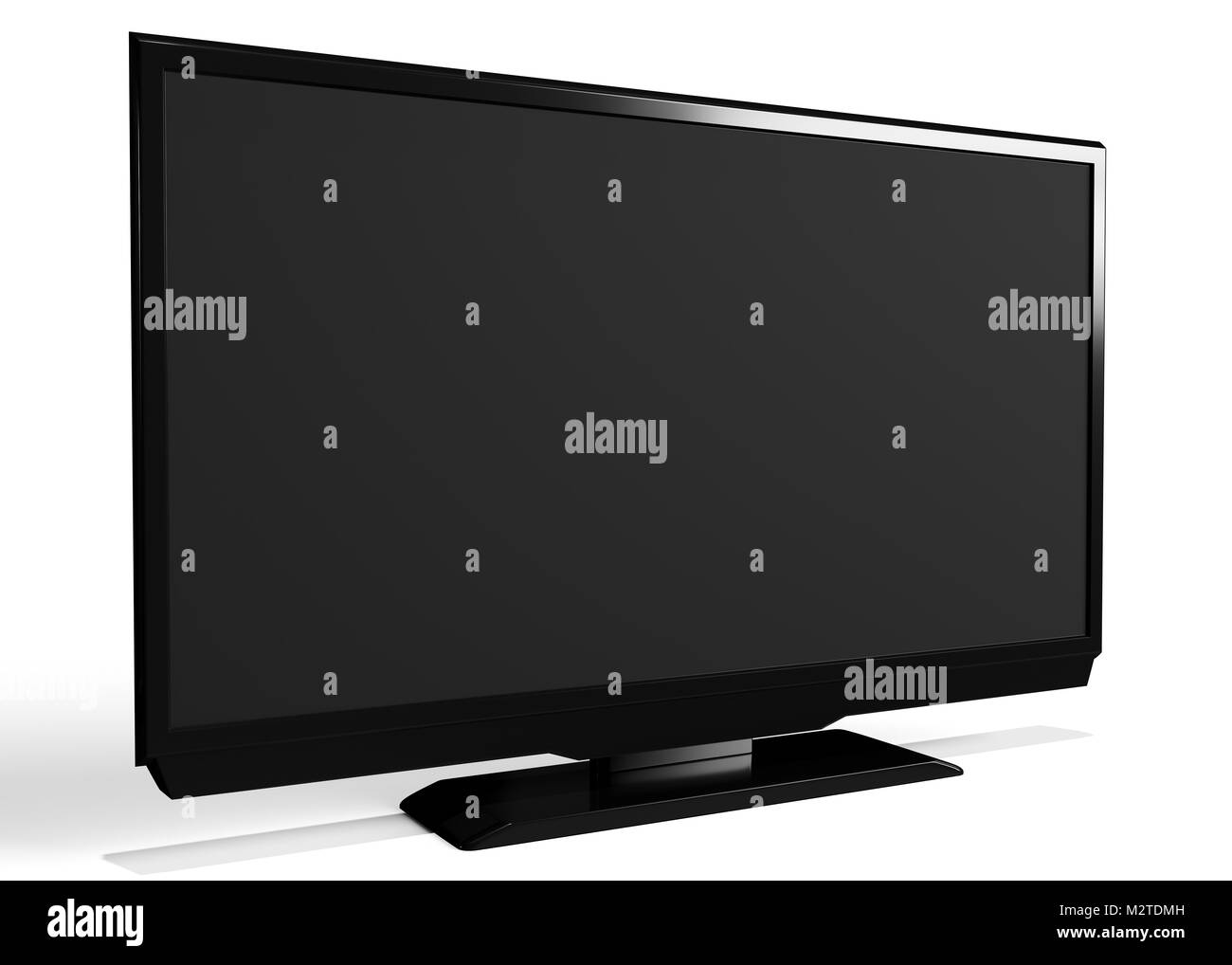 Vista ingrandita di astratta nero led tv su sfondo bianco Foto Stock