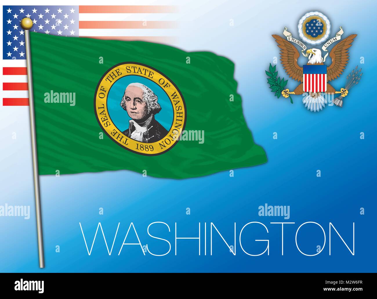 Washington stato federale bandiera, Stati Uniti Illustrazione Vettoriale