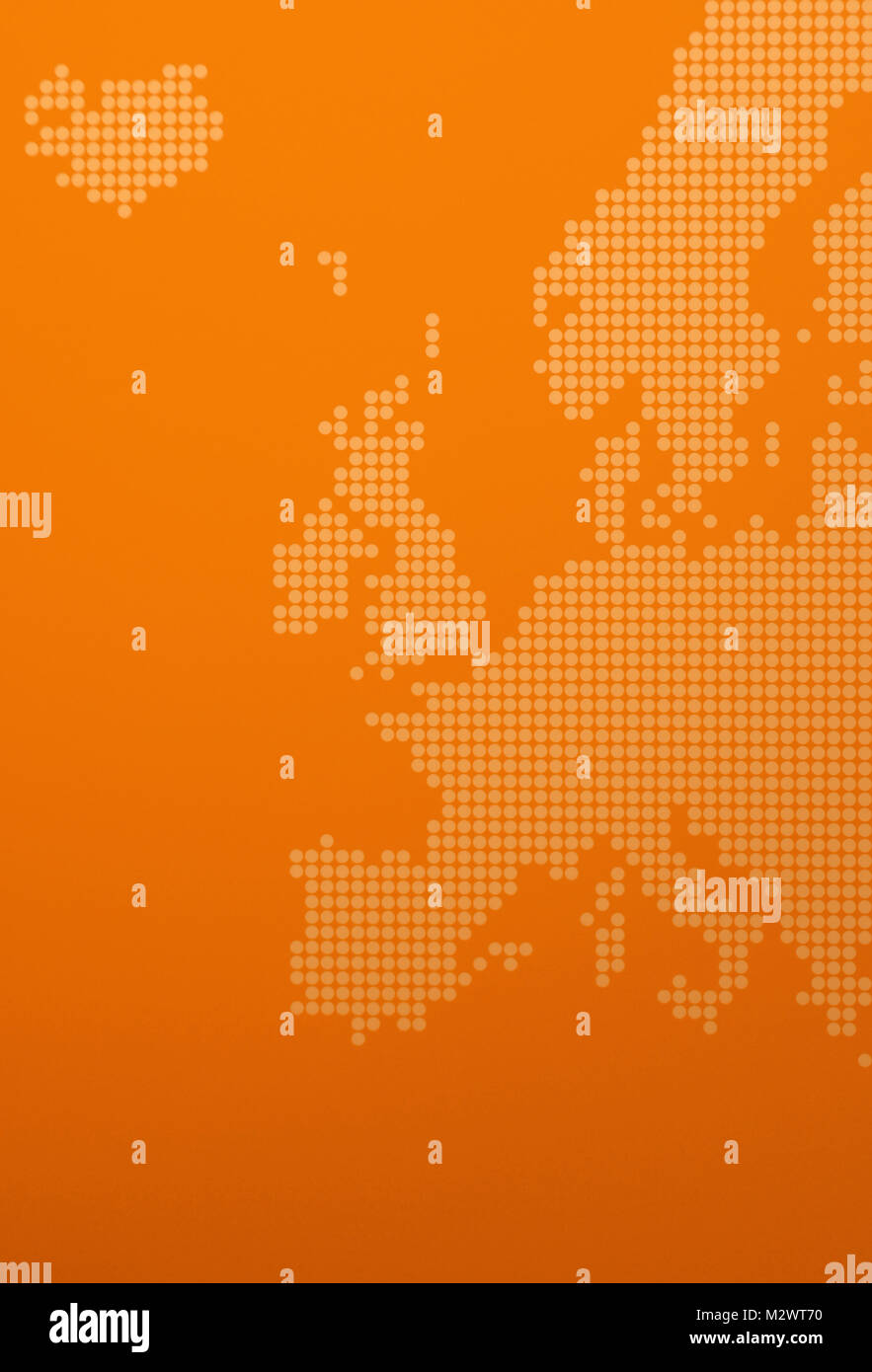 Rappresentazione grafica di Europa - stilizzazione di una mappa europea arancione Foto Stock