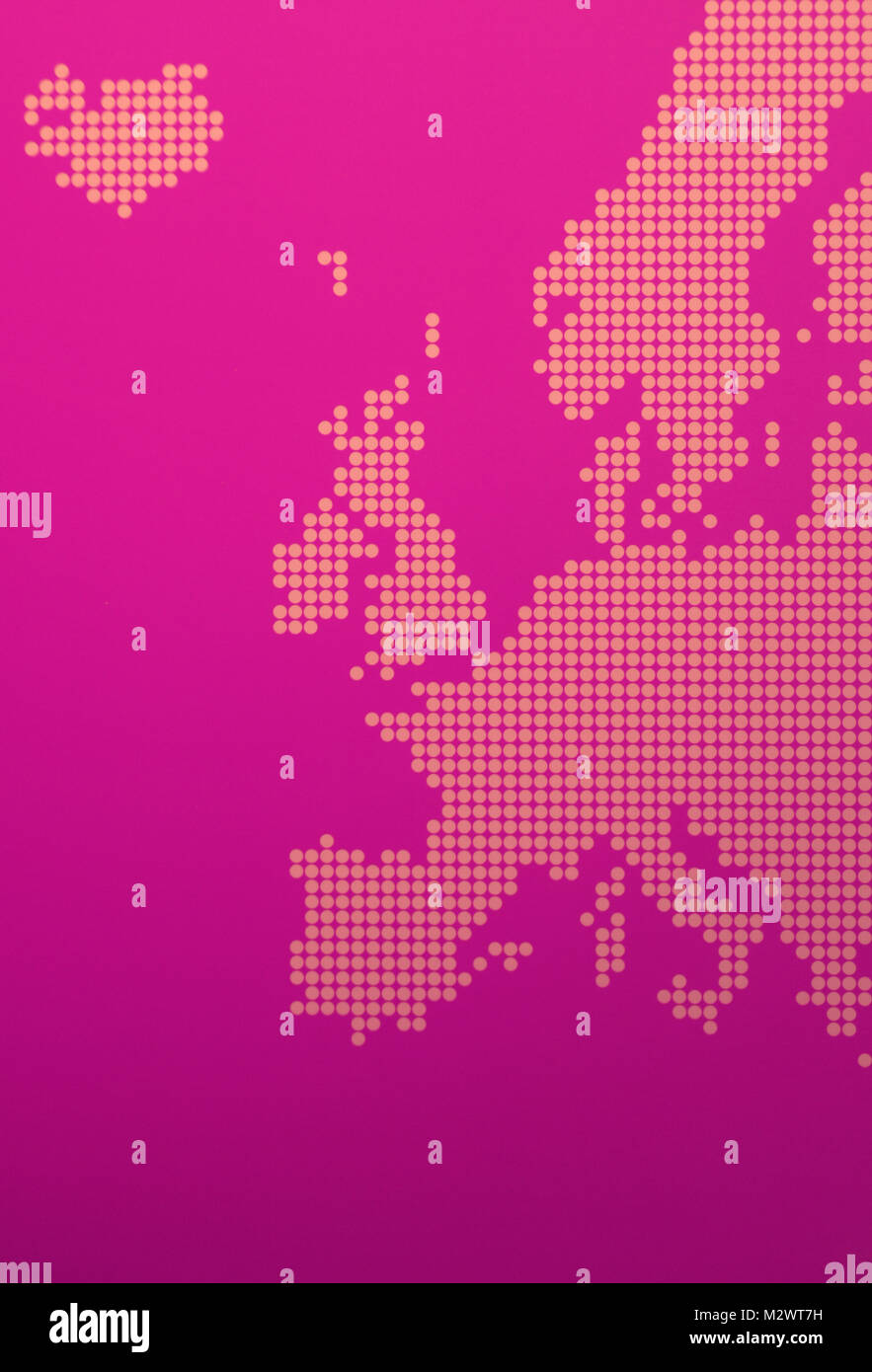 Rappresentazione grafica di Europa - stilizzazione di una mappa europea viola Foto Stock