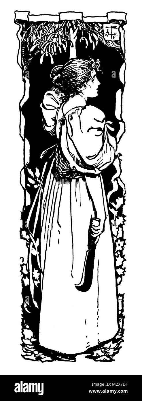 Donna design giardinaggio dell'artista e illustratore Joseph Walter West, Bell dal 1895 lo studio di una rivista illustrata di belle e arte applicata Foto Stock