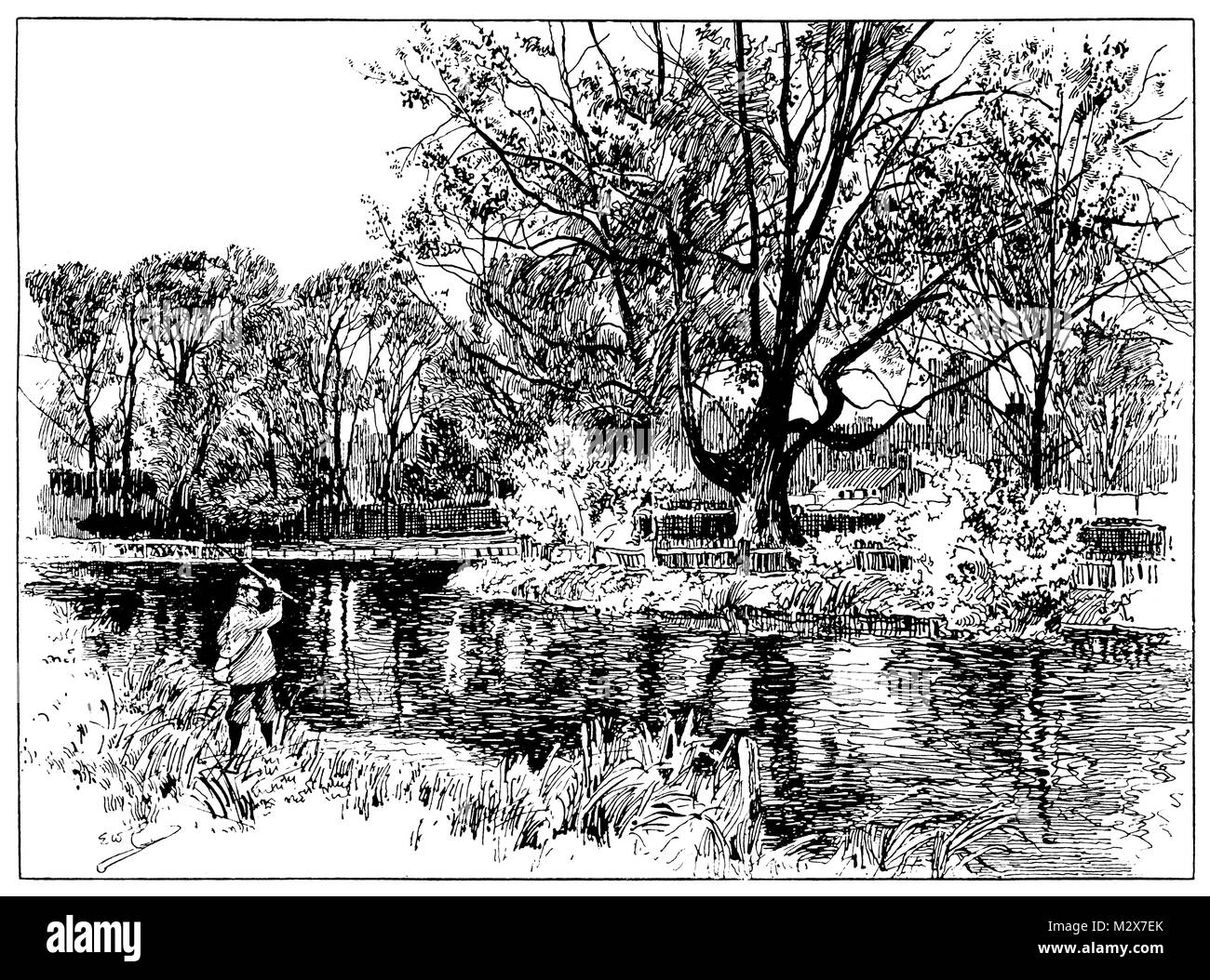 Ill678 Ringwood, illustrazione di linea da Edward William Charlton dal 1895 lo studio di una rivista illustrata di belle e arte applicata Foto Stock
