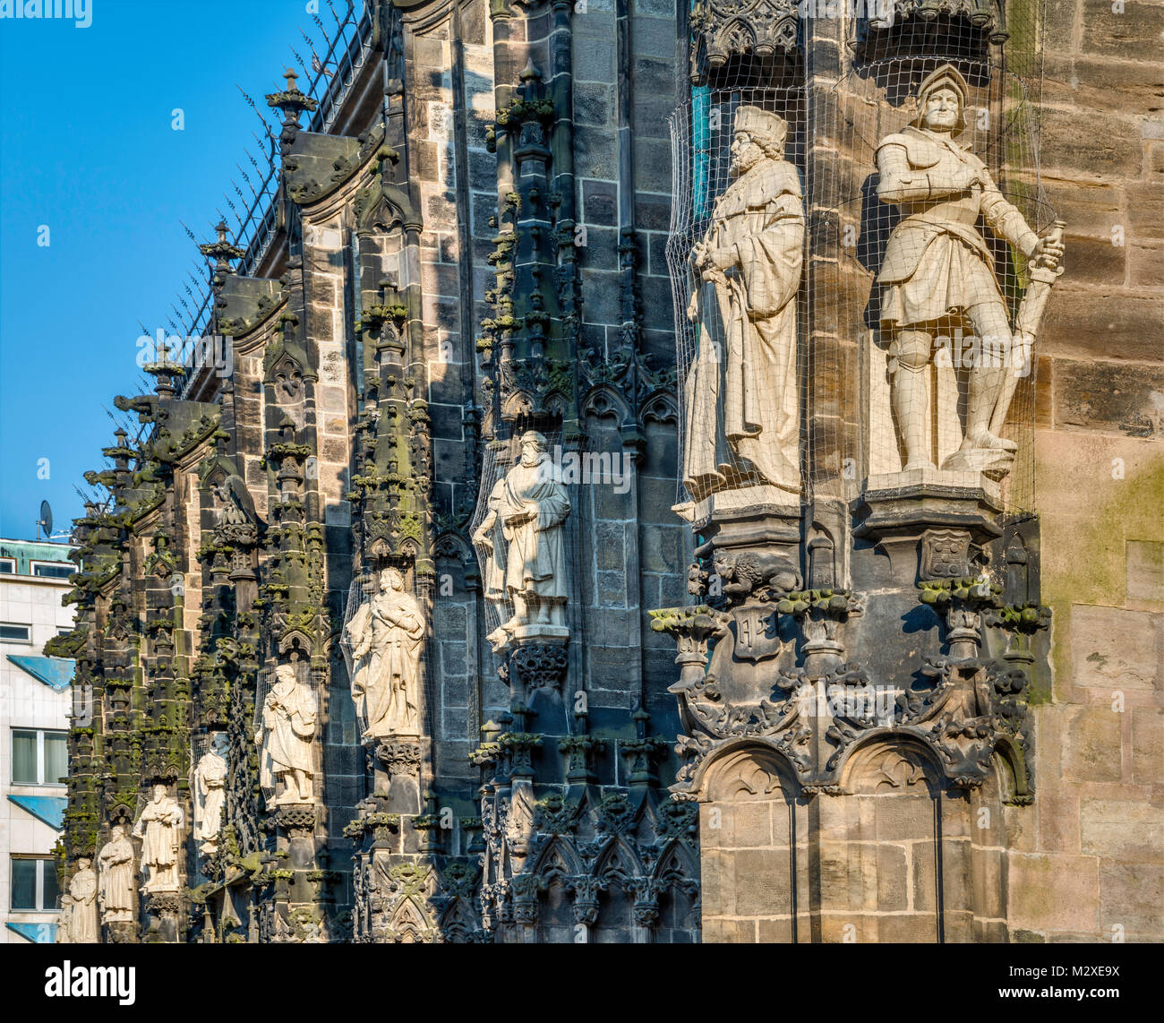 Statue al Dom St Marien (St Mary Church) in Zwickau, Bassa Sassonia, Germania Foto Stock