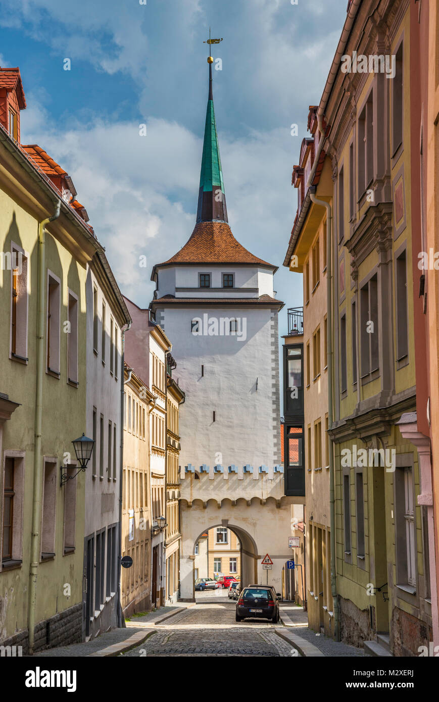 Schulerturm (studiosi Torre) a Bautzen, Superiore Lusazia regione della Sassonia, Germania Foto Stock