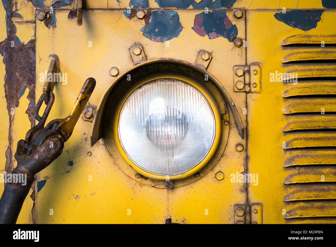 Faro vintage del vecchio treno - luce del veicolo , la luce spot Foto Stock