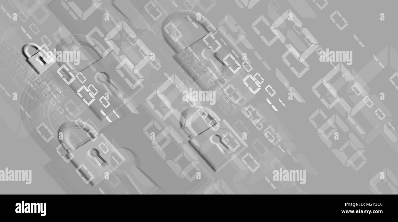Tecnologia il concetto di sicurezza. Sicurezza moderno sfondo digitale. Sistema di protezione Illustrazione Vettoriale