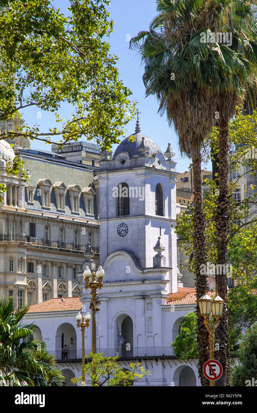 Il Cabildo chiesa sulla Plaza de Mayo, Buenos Aires Foto Stock