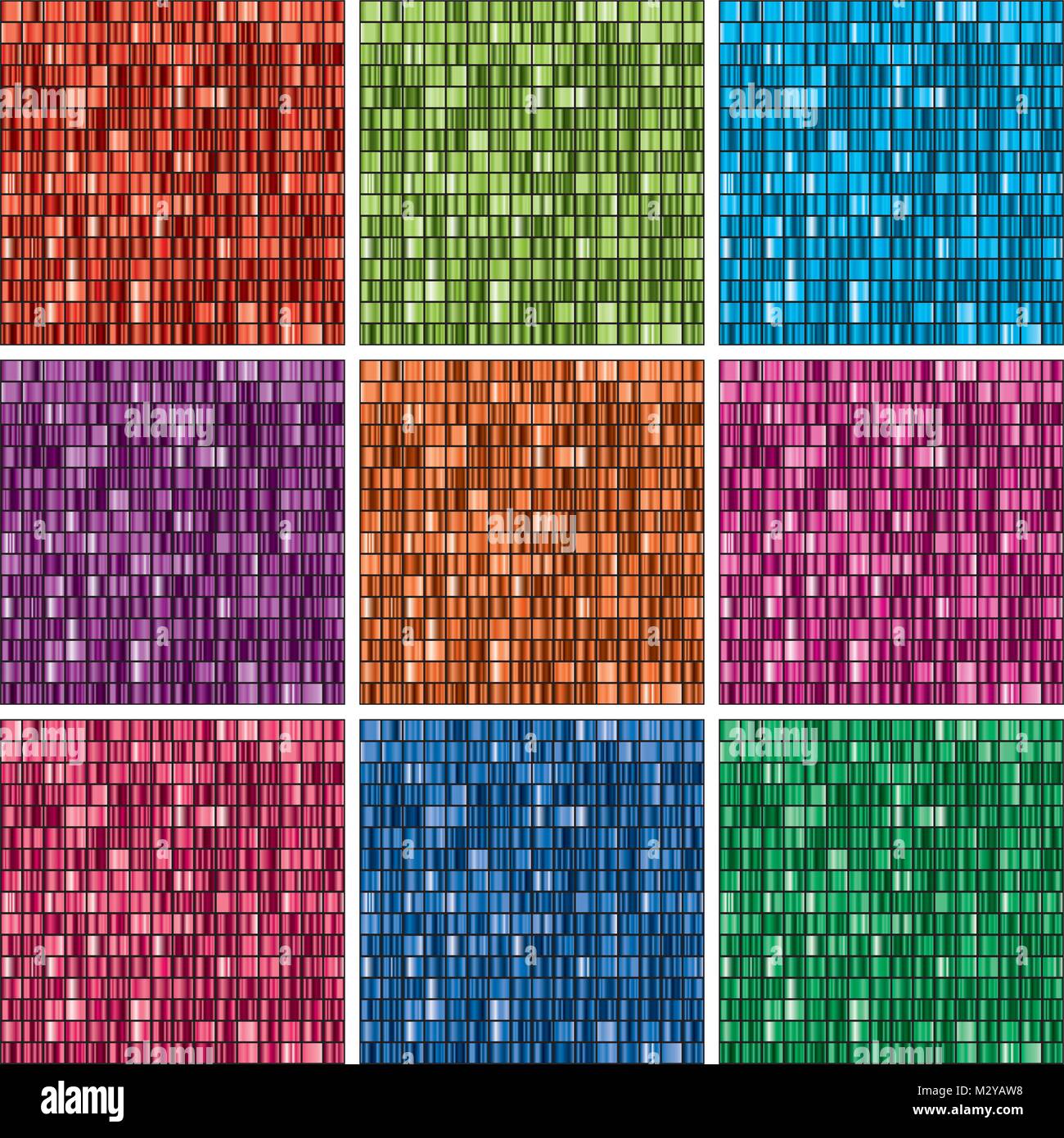 Set di vettore di 2304 unici colori Arcobaleno sfondi sfumati. metallo colorata collezione gradienti di colore rosso, verde, blu, viola, bronzo e rosa Illustrazione Vettoriale