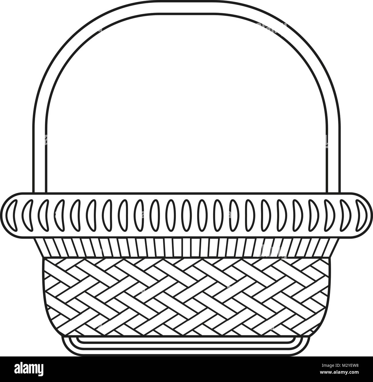 Line art in bianco e nero cesto in vimini icona del carrello poster. Libro  da colorare pagina per adulti e bambini. Illustrazione Vettoriale per la  carta regalo, flyer, ce Immagine e Vettoriale -