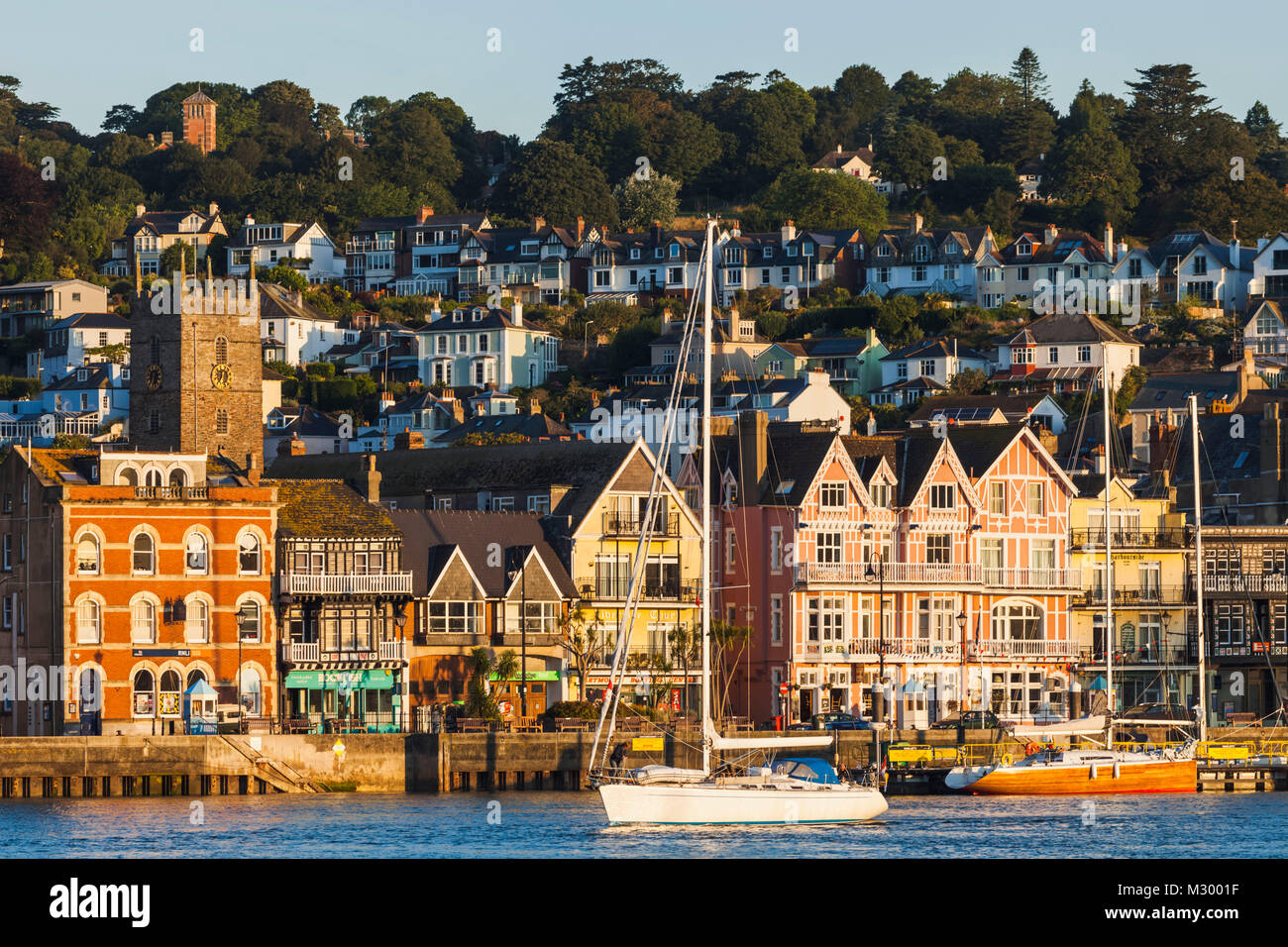 Inghilterra, Devon, Dartmouth, River Dart e dello Skyline di Dartmouth Foto Stock