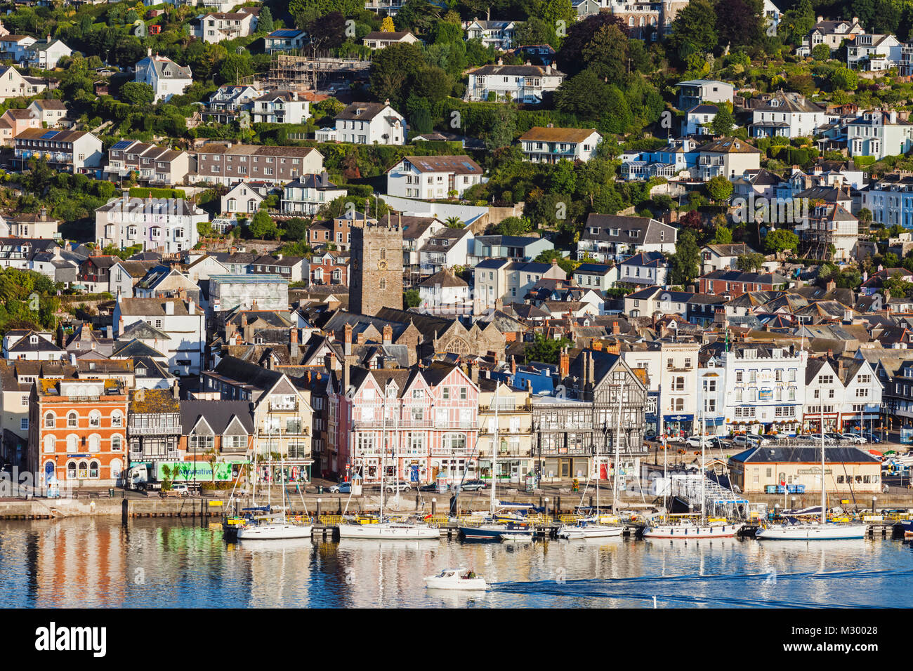 Inghilterra, Devon, Dartmouth, River Dart e dello Skyline di Dartmouth Foto Stock