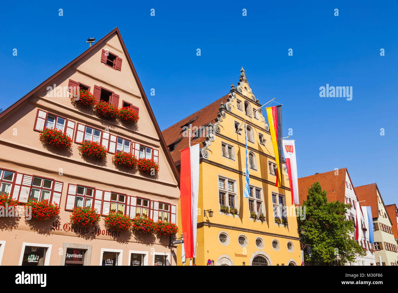 In Germania, in Baviera, la Strada Romantica, Dinkelsbuhl, scene di strada Foto Stock