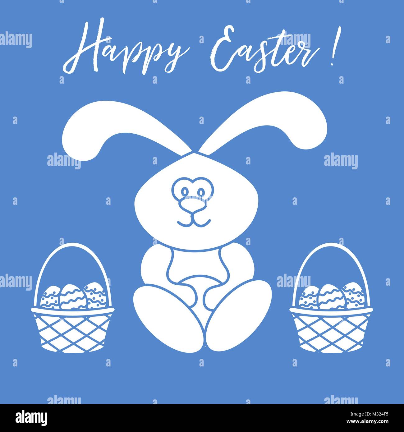 Simboli pasquali. Il Coniglio di Pasqua e due cesti di uova decorate. Design  per banner, poster o di stampa Immagine e Vettoriale - Alamy