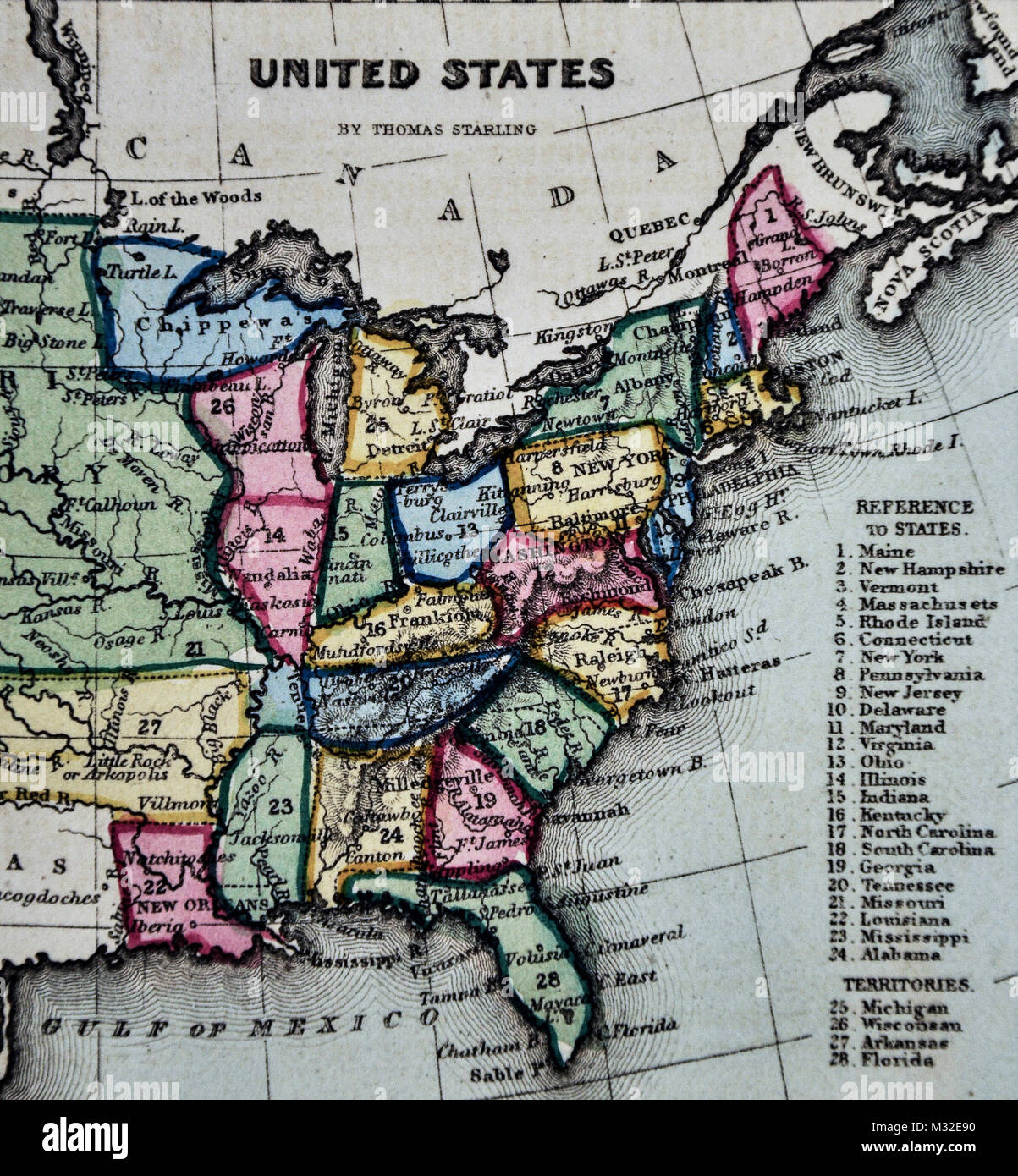 Starling 1834 Mappa - Stati Uniti Missouri Territorio Foto Stock