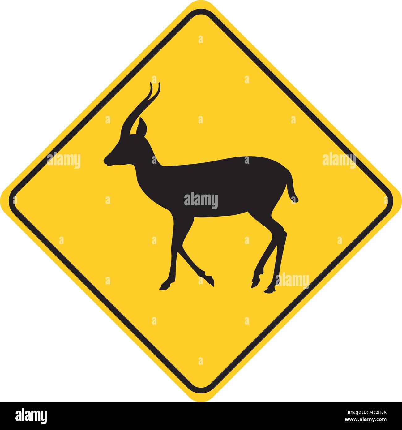 Antelope silhouette traffico animale segno vettore giallo Illustrazione Vettoriale